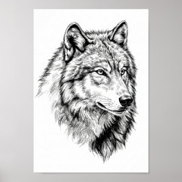Póster Carteles Retrato de Animal Negro y Blanco