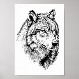 Póster Carteles Retrato de Animal Negro y Blanco