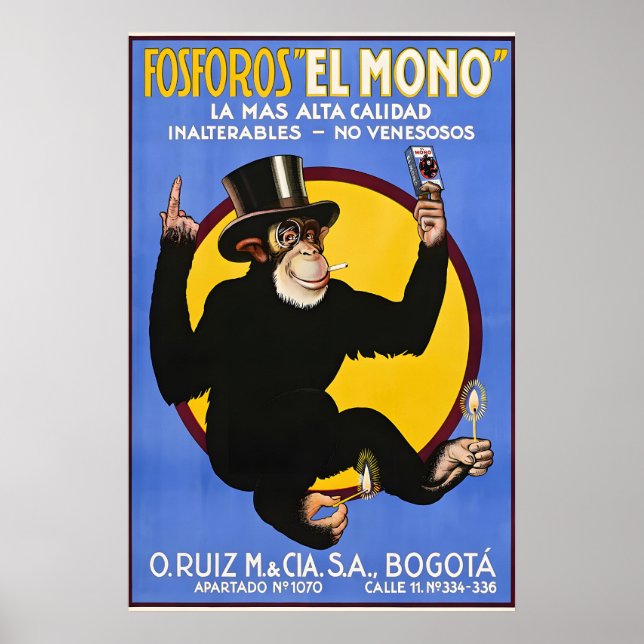 Póster Carteles vintage de El Mono Cigarettes (Frente)