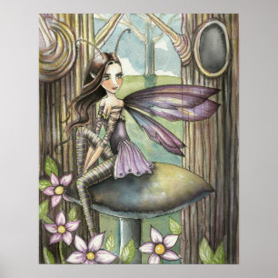 Póster Carterel de Hada Pequeña y Linda en el Bosque