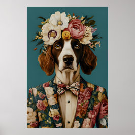 Póster Cartero inglés spaniel en cartel de traje, Springe