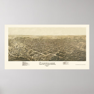 Póster Carthage, MO Panoramic Map - 1891