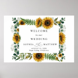 Póster Cartón de Espuma para Boda de Girasoles Rústicos