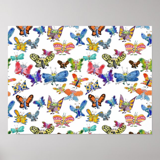 Póster Cartoon Butterflies Tissue Paper (Frente)