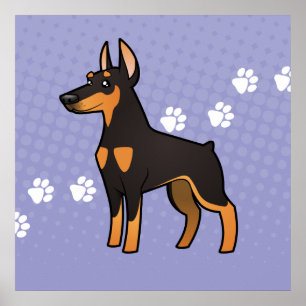 Póster Cartoon Doberman Pinscher (pointy ears)