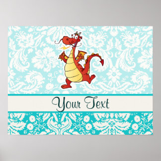 Póster Cartoon Dragon; Cute