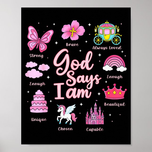 Póster Cartoon God Say I Am Princess Girl Kids  (Frente)