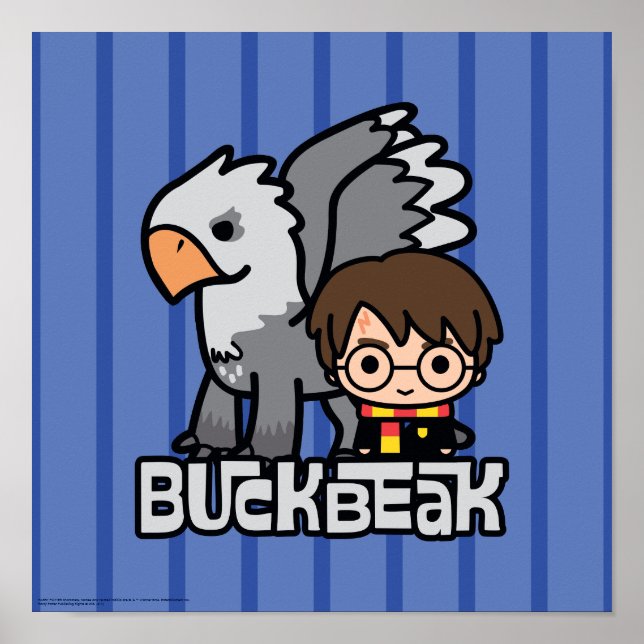Póster Cartoon Harry Potter and Buckbeak (Frente)