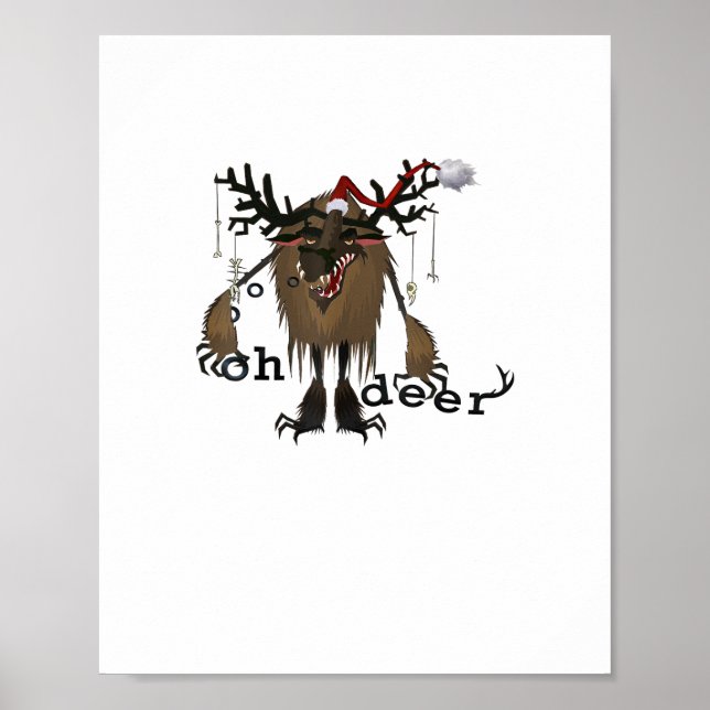 Póster Cartoon Oh Deer Funny Reindeer Holiday Gamer Gift  (Frente)