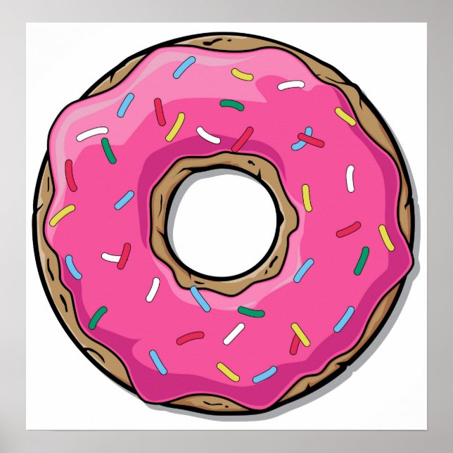 Póster Cartoon Pink Donut With Sprinkles (Frente)