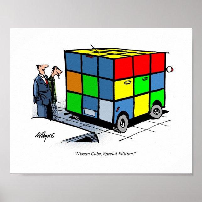 Póster CARtoon print Nissan Cube (Frente)
