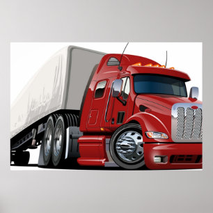 Póster Cartoon semi truck