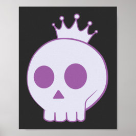 Póster cartoon skull with crown design