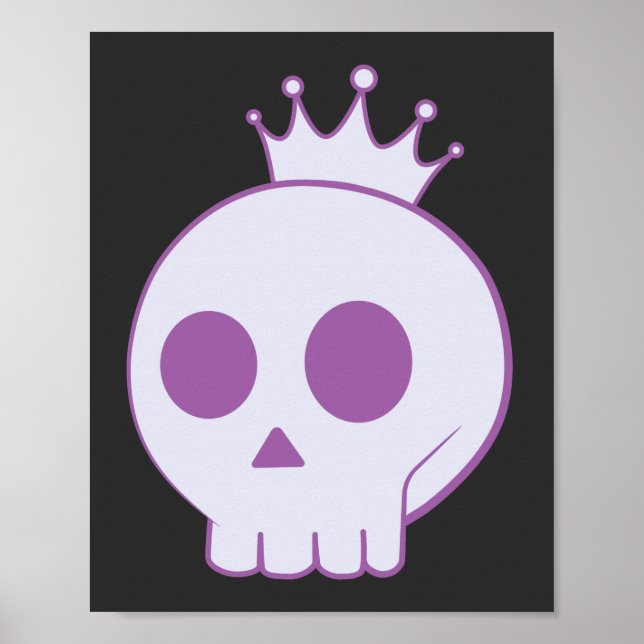 Póster cartoon skull with crown design (Frente)