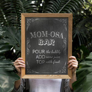 Póster Cartucho de flores blancas MOM-OSA BAR de Baby Sho