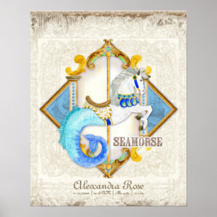 Póster Carusel de caballitos de mar fantasia circo de beb