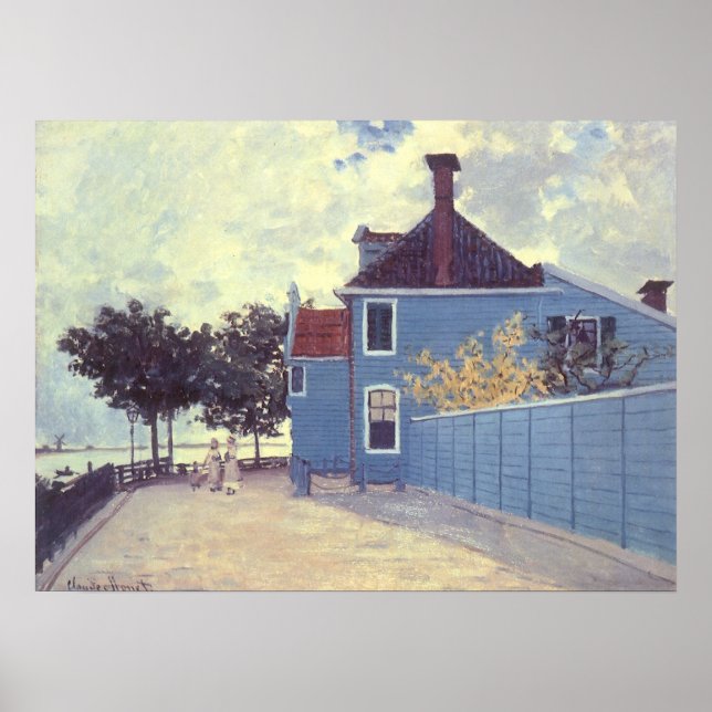 Póster Casa azul en Zaandam por Claude Monet (Frente)