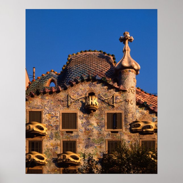 Póster Casa Batilo, Arquitectura Gaudí, Barcelona, (Frente)