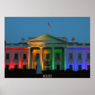 Póster Casa Blanca con colores de orgullo, derechos matri