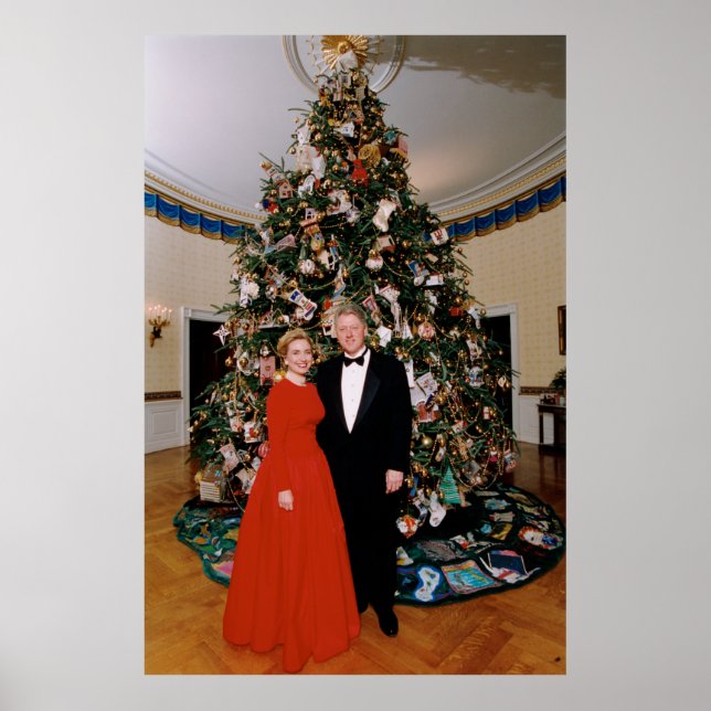 Póster Casa Blanca de los Navidades Bill y Hillary Clinto (Frente)