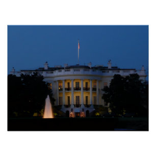 Póster Casa Blanca de Navidad por la Noche en Washington