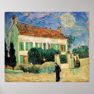 Póster Casa Blanca en la noche, Vincent van Gogh