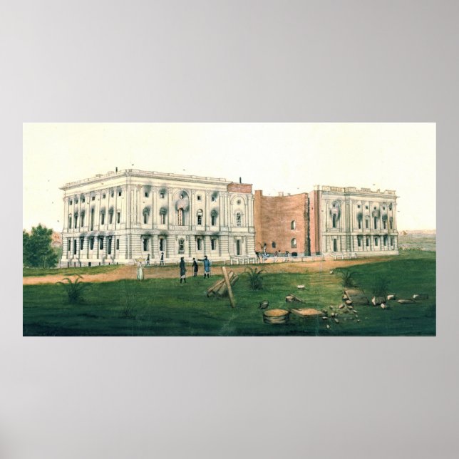 Póster Casa Blanca luego del ataque británico de 1814 (Frente)