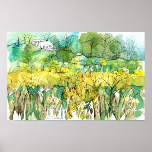 Póster Casa Blanca Prímulas Silvestres Flores Primavera
