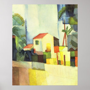 Póster Casa brillante de August Macke