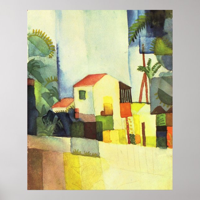 Póster Casa brillante de August Macke (Frente)