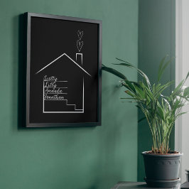 Póster Casa con nombres familiares personalizados