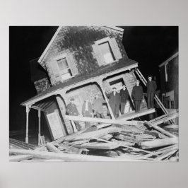 Póster Casa dañada por tormenta, 1914. Foto antigua
