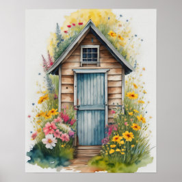 Póster Casa de Aseo Acuarela 1