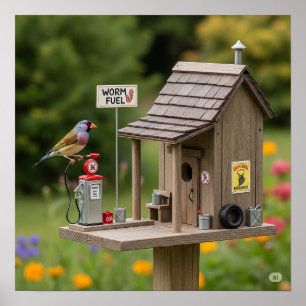 Póster Casa de Aves de la Estación de Gas Whimsical
