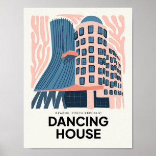 Póster Casa de baile Praga Abreviatura de viaje abstracta