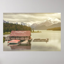 Póster Casa de barcos del lago Maligne