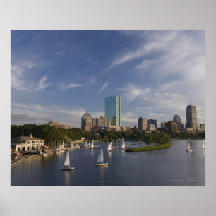 Póster Casa de barcos en el río Charles en la Esplanada