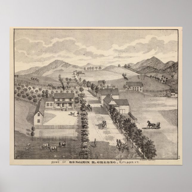Póster Casa de Benjamin R Greeno en Rutland (Frente)