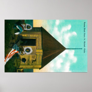 Póster Casa de bloques rusa en St. Michael, Alaska