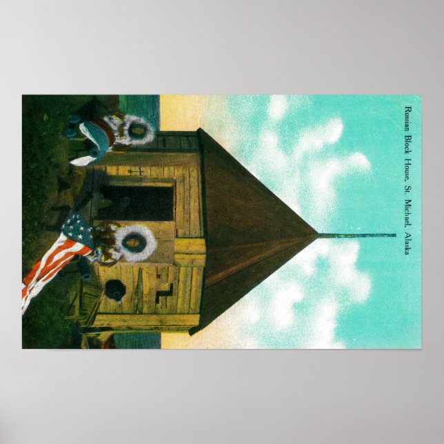 Póster Casa de bloques rusa en St. Michael, Alaska (Frente)