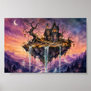 Póster Casa de Bruja Flotante Caprichosa Isla de Fantasma