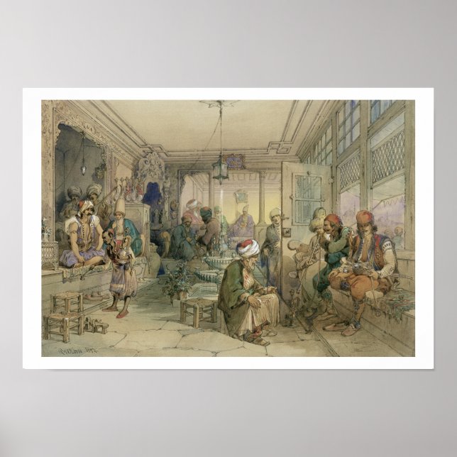 Póster Casa de café, Constantinopla, 1854 (pluma y tinta  (Frente)