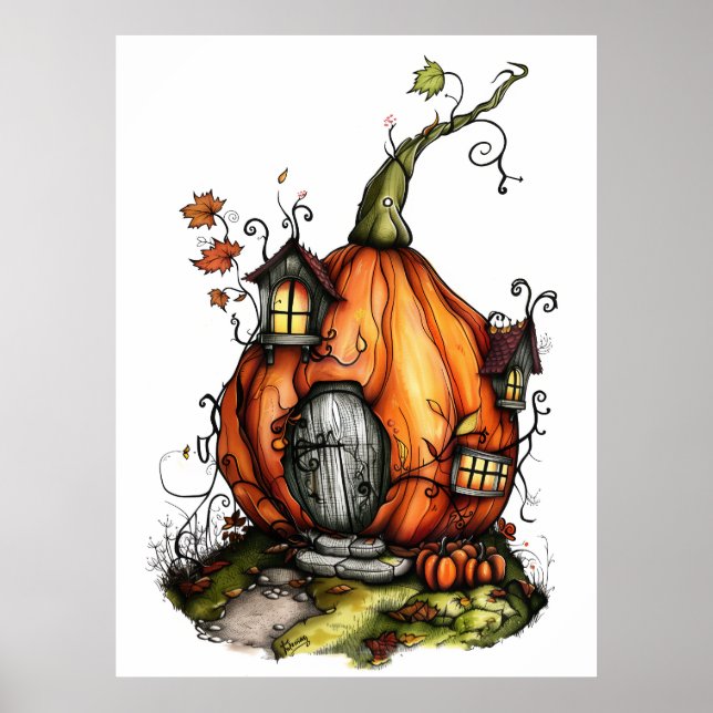Póster Casa de calabaza de hadas de hadas (Frente)