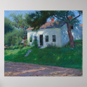 Póster Casa de campo blanca en la carretera por Dennis Mi