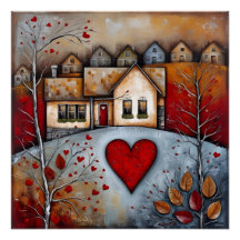 Casa de campo en la colina grunge Ai art