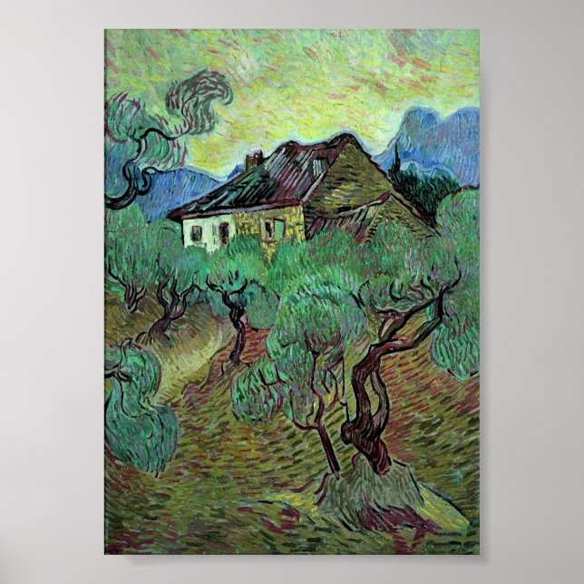 Póster Casa de campo entre olivos Bella Artes Van Gogh (Frente)