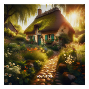Póster Casa de campo idílica de fantasía linda