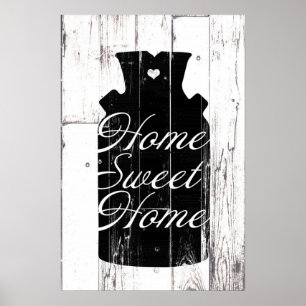 Póster Casa de campo Rústica de Madera Blanca Leche Jug H