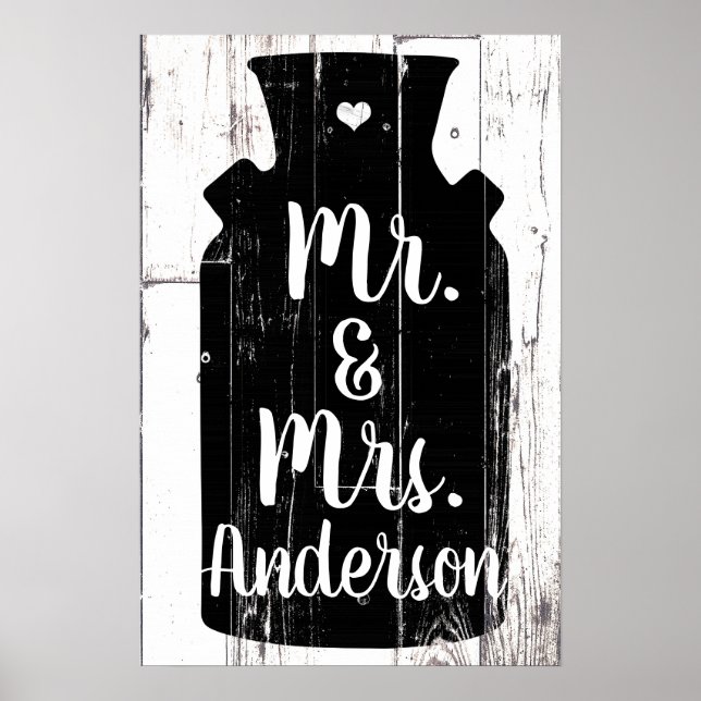 Póster Casa de campo Rústica de Madera Blanca Leche Jug H (Frente)