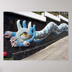 Póster Casa de Diego Rivera de la serpiente azul mural de